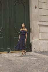 Off-The-Shoulder Midi Dress in Paris