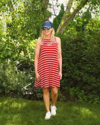 Red Striped Swing Dress (& TFF Linkup)