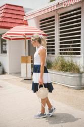 Striped Dress + Gingham Sneakers