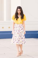 Summery Floral Midi Skirt
