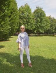 OUTFIT: WHITE SKINNY JEANS EMBROIDERED SHIRT - COME ABBINARE UNA CAMICIA A RIGHE CON RICAMI FLOREALI -