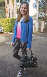 Colourful Winter Dressing: Printed Jeans with Pink and Cobalt