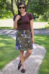{outfit} Vince Flats and a Jungle Print Skirt