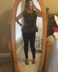 Olive Eyelet Top