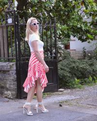 Asymetric Mermaid Striped Skirt