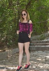 Outfit | Pleated top and high waisted shorts