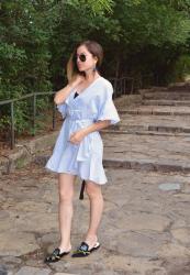 Outfit | Blue ruffled dress