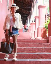 Boho jacket and Panama hat