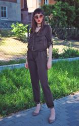 khaki jumpsuit