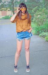 caramel cable knit sweater