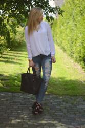 neon necklace and wedges