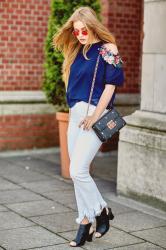 White Jeans + Flowery Top