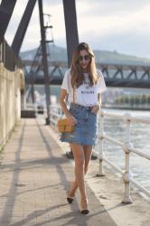 Mini denim skirt