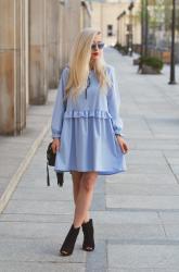 BABY BLUE OVERSIZED DRESS / błękitna sukienka oversize