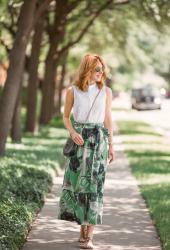 PALM LEAF PRINT SKIRT