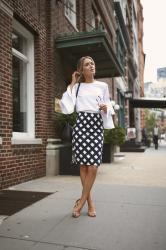 UNDER $100 Day 3: Gingham Pencil Skirt + Bell Sleeve Blouse