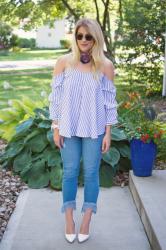 More Blue and White Stripes + Frayed Denim.