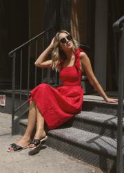 UNDER $100 Day 5: Red Eyelet Bow Dress