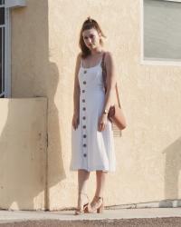 linen button down midi dress