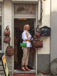 Looking at vintage bags in Haarlem with Sylvia