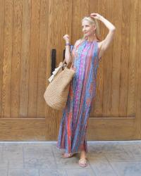 Chico’s Henna Stripe Pleated Maxi Dress