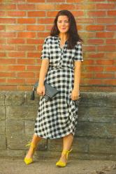Gingham Dress with Yellow Shoes