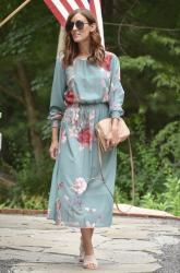 Sheer Floral Midi Dress