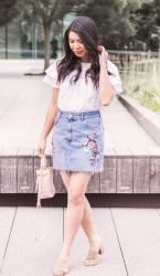 Embroidered Denim Skirt