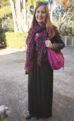 Maxi Dresses In Winter: Leather Jackets, Scarves and Ankle Boots