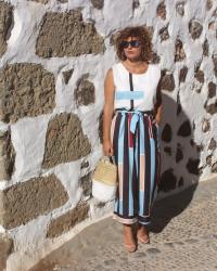 Striped Tank Top And Belted Pants / FASHION