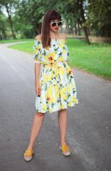 off the shoulder lemon dress