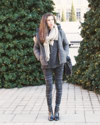 [WINTER LOOK] Glitter knit sweater with christmas legging