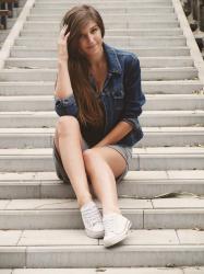 LONG GREY DRESS & JEANS JACKET