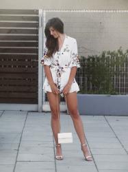 FLOWER WHITE JUMPSUIT & HIGH HEELS SANDALS | BONPRIX