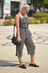 Ania - Striped Romper / 80's - ZAFUL