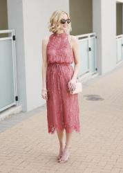 Why You Need A Berry Colored Lace Midi Dress