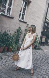 Summer Street Style: Hermes Oran Sandals & White Midi Dress