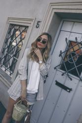 Grey blazer and vintage Levi’s Shorts