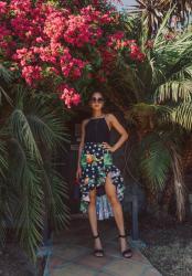 Tropical Print Skirt & Black Cami