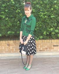 Outfit: Emerald Dita Cardigan & Polka Dots