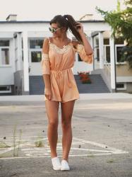 ORANGE ROMPER & SUNGLASS CAT EYE 