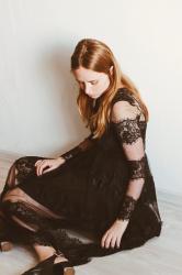 Black Lace Midi Dress / Fashion shot