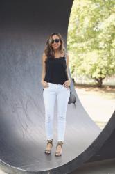 lace cami // white jeans outfit