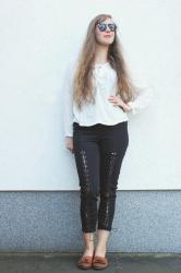 Black and white outfit - Lace Up Jeans
