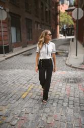 Sailor Vibes: Tie Neck Top + Wide Leg Trousers