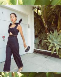 Self-Portrait Jumpsuit & Slingback Pumps