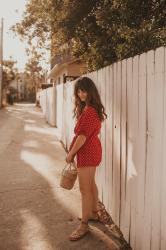 Red Romper in Venice Beach