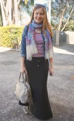 Plain Jersey Maxi Skirts and Striped Tops