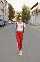 Outfit | White, red and patches