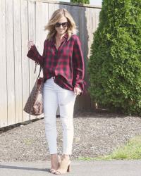 Red Bell Sleeve Plaid